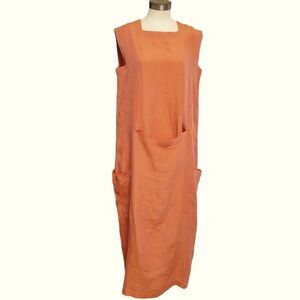 Shirin Guild Dress Medium Womens Shirtdress Linen Sleeveless Pockets Lagen Look